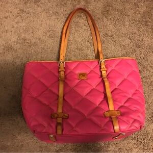 Dooney And Bourke Spicy Pink Quilted Tote Bag